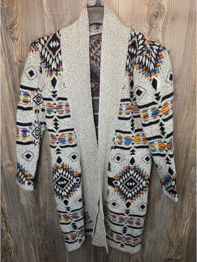 Scully Southwestern Flare Acrylic Cardigan Sweater Women Size Med - Style #HC971